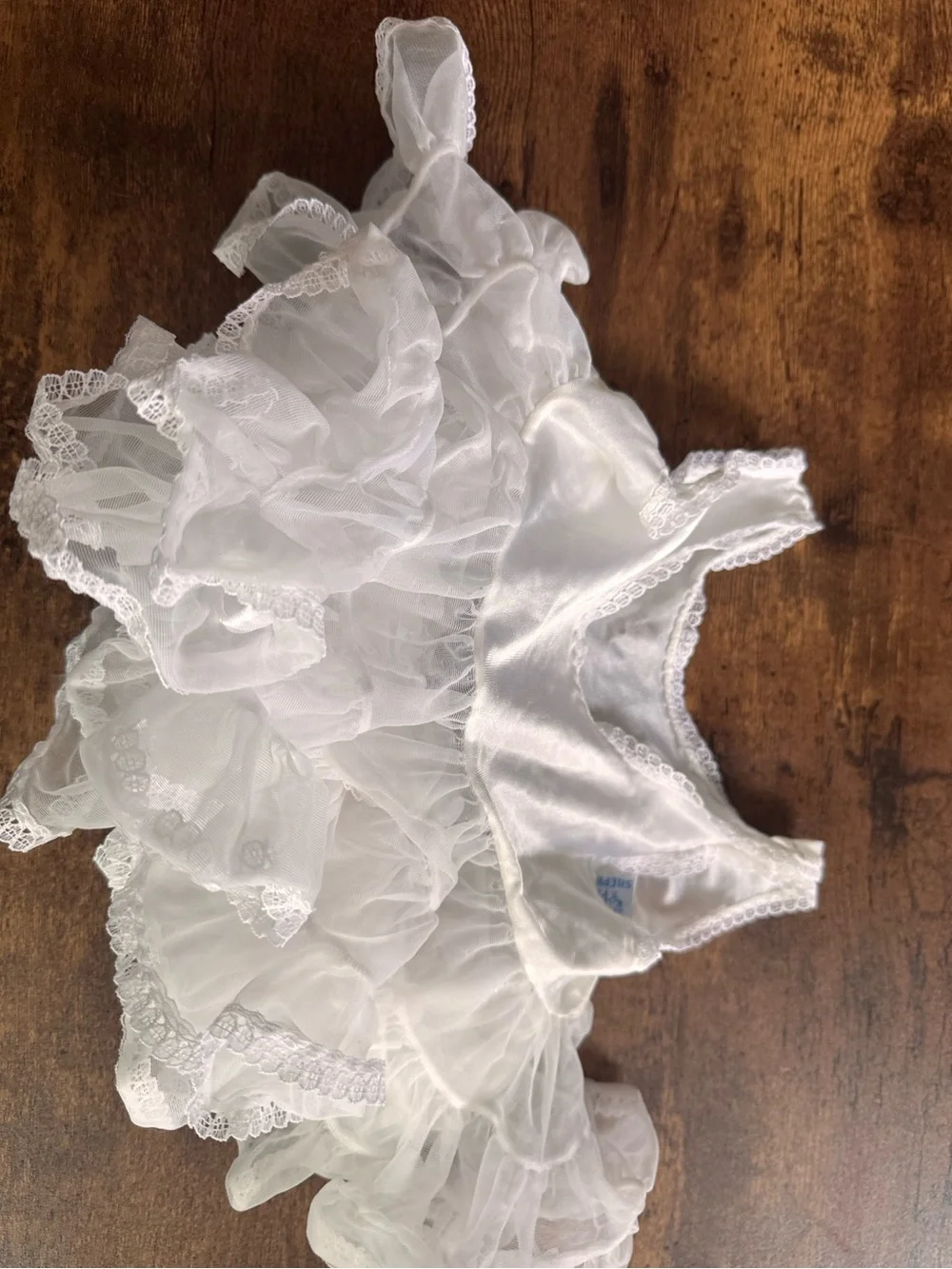 White Ruffled Tulle Baby UnderDress - Classic Infant Dress Vintage
